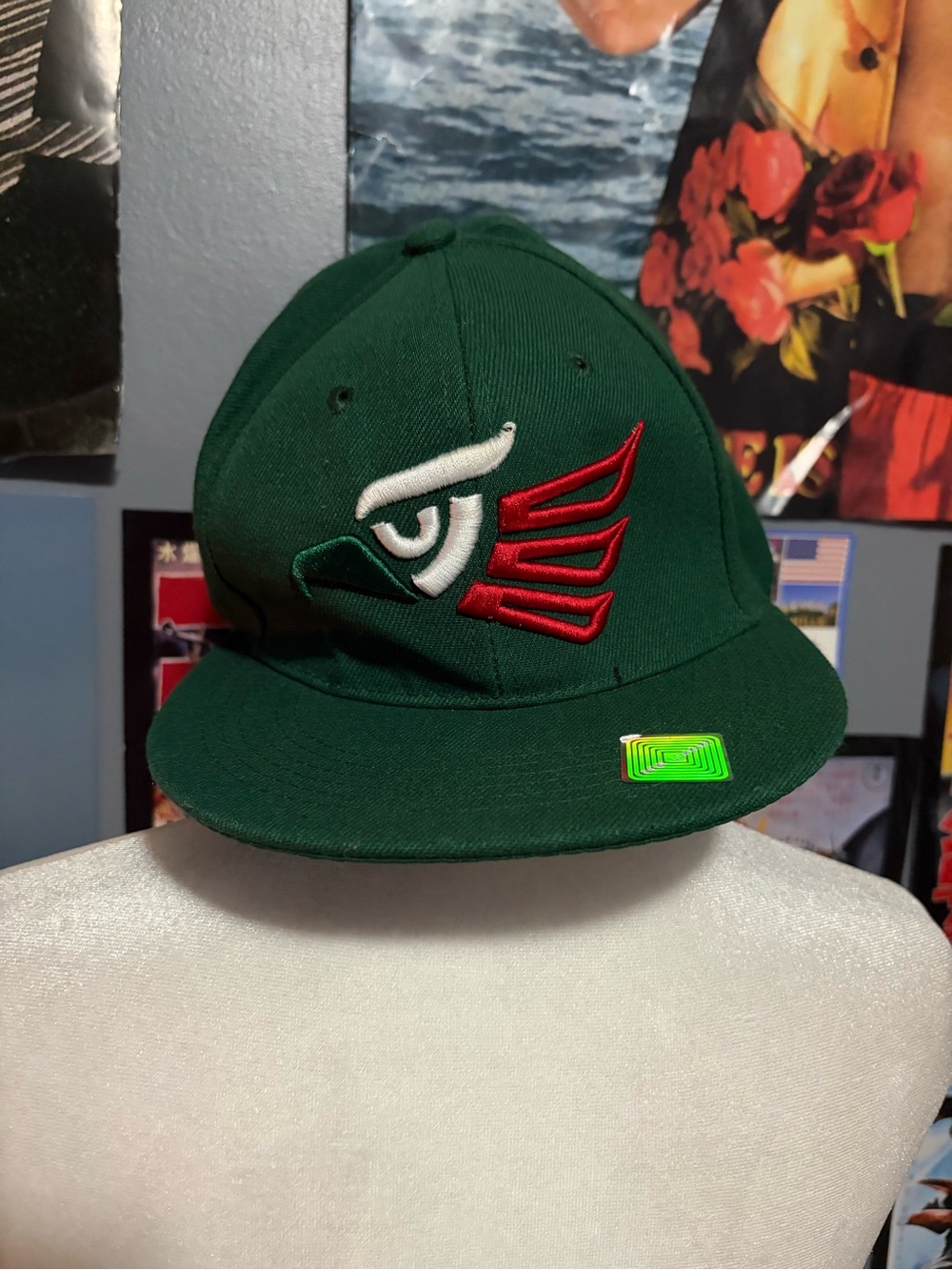 New Era Kids Dark Green Cap with Red & White Embroidered Logo